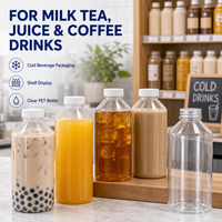 Botella de PET con Hombro Inclinado para Té con Leche, 60ml-1000ml, Botella para Bebidas CN