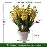 Fleurs artificielles en pot, pivoines et orchidées, toucher réel, pour décoration de mariage, vente en gros