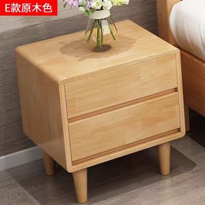 Mesita de noche nórdica de madera maciza con 2 cajones, muebles de dormitorio, color madera clara, diseño moderno - Product Image 1