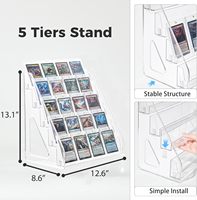 Présentoir à cartes en acrylique transparent moderne personnalisé, étagère de rangement à 5 niveaux pour cartes à collectionner, cartes sportives, objets de collection, OEM ODM