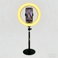 Qiniu Compact 12 pouces, support de disque lumineux LED ABS, température de couleur réglable (3200K-9999K), contrôle par fil, 10W DC/Batterie