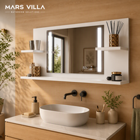 Miroir de salle de bain intelligent à LED Mars Villa, design personnalisé, dernière génération, avec étagères de rangement intégrées pour projets hôteliers