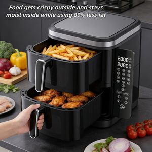 Friteuse à air électrique double panier 2026 11L 2800W avec minuterie 0-60 min 200 ° Contrôle de la température, sans huile, sain, économe en énergie - Product Image 4