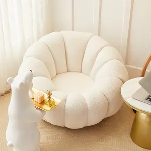 Personalizzato OEM soggiorno peluche in pile orsacchiotto per il tempo libero divano singolo zucca divano divano con poggiapiedi bianco divano girevole