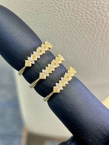 แหวนทองคำแท้ 18k Xinfly แหวนแต่งงานผู้หญิง แหวนหมั้น เพชรขาว เพชรเหลือง เครื่องประดับทองคำคลาสสิก ของขวัญสำหรับงานปาร์ตี้ - Product Image 4