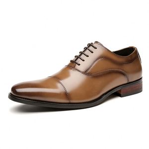 Genuine Leather Men's Dress Shoes Oxford and Loafers with Square <b>Toe</b> Wedding Style - Product Image 5