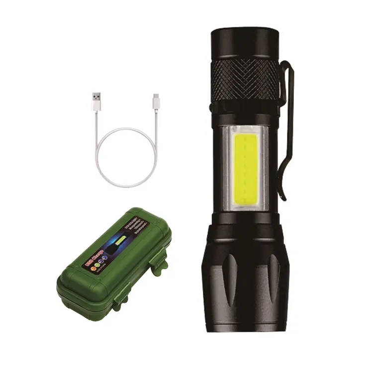 Quà Tặng Khuyến Mãi Đèn Pin Mini Led COB Tiện Dụng Có Thể Sạc Lại Có Thể Sạc Lại Bằng USB Đèn Pin Kèm Đèn Phụ