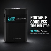 Compresseur d'air portable sans fil 12V 150 PSI avec manomètre numérique, gonfleur de pneus, démarreur et lumière d'urgence, moniteur de pression des pneus