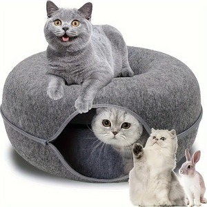 Accogliente a due piani in feltro di gatto ciambella Tunnel letto modello solido all'ingrosso giocattolo di addestramento per cani <span class=keywords><strong>e</strong></span> gatti - Product Image 2