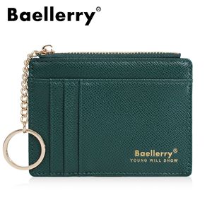 กระเป๋าใส่บัตร Baelerry ขนาดกะทัดรัด 4 นิ้ว หนัง PU หลายช่อง พร้อมห่วงโซ่สำหรับผู้หญิง กระเป๋าใส่เหรียญสีพื้น - Product Image 5