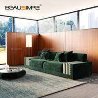 Italienisches Luxus-Samtsofa-Set, 7-Sitzer, wandbar, mit Edelstahlbeinen, anpassbare Größe für das Wohnzimmer