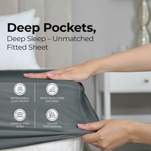Bedding Queen <strong>Fitted</strong> <strong>Sheet</strong> - Bottom <strong>Sheet</strong> - Deep Pocket Soft Microfiber Shrinkage and Fade Resistant - Product Image 4