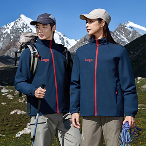 Abrigo cortavientos unisex con logotipo bordado personalizado Popular impermeable con cremallera otoño senderismo - Product Image 1