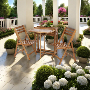 Ensemble <span class=keywords><strong>de</strong></span> <span class=keywords><strong>table</strong></span> pliante parfait pour la terrasse, le balcon et le <span class=keywords><strong>jardin</strong></span>, ensemble <span class=keywords><strong>de</strong></span> mobilier d'extérieur <span class=keywords><strong>en</strong></span> <span class=keywords><strong>bois</strong></span> pour <span class=keywords><strong>2</strong></span> <span class=keywords><strong>personnes</strong></span>, <span class=keywords><strong>2</strong></span> chaises et 1 <span class=keywords><strong>table</strong></span> avec pot - Product Image 1