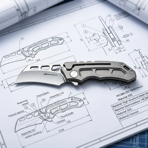 PioneerEDC <strong>Titanium</strong> Handle Pocket <strong>Knife</strong> 14C28N Steel Hollow Blade Lightweight <strong>Titanium</strong> Cutting <strong>Knife</strong> Premium Foldable <strong>Knife</strong> - Product Image 1
