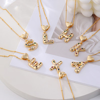 Collar con Iniciales de las 26 Letras del Alfabeto Inglés, con Incrustaciones de Circones Coloridos, Cadena Chapada en Oro de 18K para Uso Diario, Venta al Por Mayor