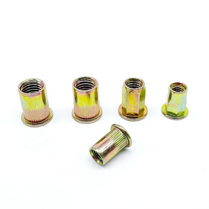 Yellow zinc plated carbon steel knurled <b>nut</b> flat head <b>rivet</b> <b>nut</b> for sheet metal - Product Image 1