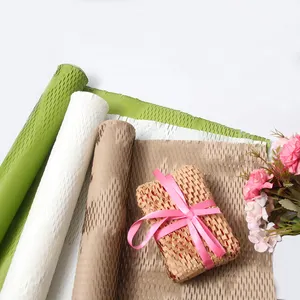 YOHPACK Custom Color Biodegradable Blue Panel Pink Honeycomb Wrapping Paper Roll