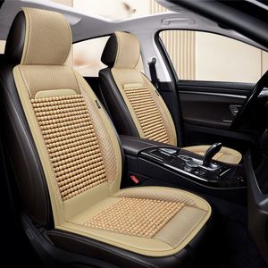 Housses de siège de voiture en cuir de luxe durables avec perles en bois, ensemble complet avant et arrière - Product Image 3