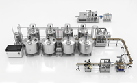 Jamproductielijn inclusief wasmachine, schil- en ontpitmachine, verbrijzelingsmachine en vacuümconcentrator.