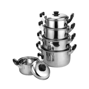Stainless Steel 16-24cm 10-Piece American Suit Pot Thickening Soup Pot With Double Ear Cover