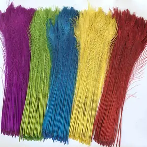 Penas de pavão branqueadas e tingidas, cauda de pavão, penas multicoloridas de 90-100 cm, venda barata