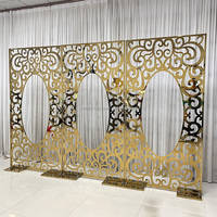 Décoration de mariage moderne dorée, nouvelle arrivée, support rectangulaire en grille de fer, bougeoir mural, toile de fond d'arche de mariage