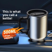 Tasse chauffante et isotherme en acier inoxydable 12V pour voiture, grande capacité 500ml, anti-fuite, ébullition rapide, modèle portable 685