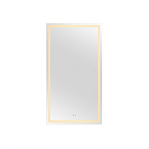 Espejo de Baño con Iluminación LED de 84x48 Pulgadas, Montado en la Pared, Antivaho, Marco Dorado de Aleación de Aluminio, Diseño Contemporáneo - Product Image 1