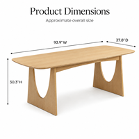 Table à manger moderne sculpturale en oxyde de magnésium, aspect bois, avec pieds découpés en U, pour la maison, la salle à manger, les projets hôteliers
