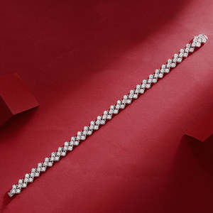 High Quality <b>Silver</b> Plated Natural Emerald Cut Diamond <b>Charm</b> <b>Bracelet</b> IGI Certified Luxury Bridal Wear Anniversary Gifts for - Product Image 2