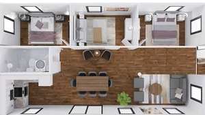 20Ft 40Ft Expandible Prefab Shipping Container House 5 Dormitorios Acero Ligero Plegable Prefabricado Home Villa Sandwich Panel para - Product Image 3