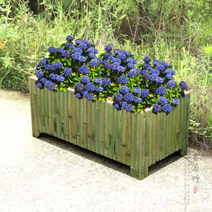 Bamboo Flower Boxes Square Outdoor Garden Planters Wall Mounted Desktop Floor Standing Hanging Basin Eco Friendly Flower Pots - Product Image 2