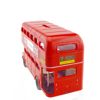 Coffret de rangement pour monnaie en plastique en forme de bus rouge à deux étages, souvenir de Londres, tirelire portable de haute qualité