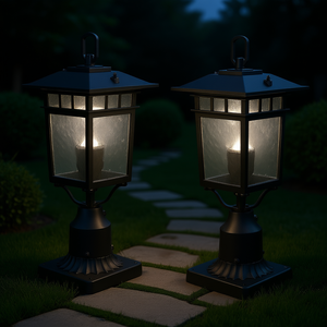 2 Luces LED de Jardín para Exteriores, 15.75 Pulgadas, Montaje en Poste, Encendido/Apagado Automático, Luz Blanca Cálida Suave, IP54, Metal y Vidrio - Product Image 2