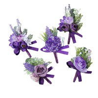 Ensemble de boutonnières artificielles violettes pour mariage, avec design lavande et rose, pour les demoiselles d'honneur et les événements formels