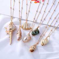 Nouveau collier en alliage pour femme, pendentif coquillage de plage plaqué or, coquille de conque, vente en gros, bijoux de commerce extérieur