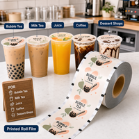 Film d'étanchéité personnalisé pour gobelets à bubble tea, rouleau de 90/95 mm, film de couvercle pour gobelets Boba pour les magasins de thé au lait et de jus