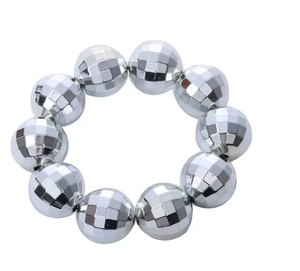 <span class=keywords><strong>Bandeau</strong></span> boule disco années 1970, boule miroir vintage argentée, pour décoration disco, fête d'anniversaire - Product Image 3