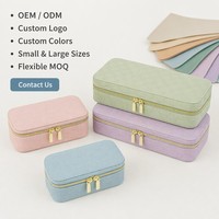 Étui de voyage pour bijoux en gros avec miroir, compartiments pour bagues et broches, intérieur en velours, fermeture éclair, boîte cadeau portable