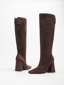 Giày bốt cao đến đầu gối nữ chất liệu da lộn mũi vuông 1229-7, gót cao 9.5cm, bộ sưu tập Thu Đông, kiểu dáng thời trang dành cho nữ - Product Image 3