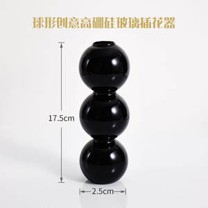 Estilo Europeo Americano en línea Celebrity Homestay Cafe Art Florero Adornos Personalizado Candelabro de vidrio negro - Product Image 6
