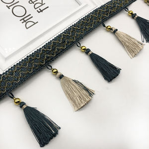 Garniture et <span class=keywords><strong>frange</strong></span> en dentelle à pampilles courtes en perles pour rideaux et tapis décoratifs (vente en gros) - Product Image 4