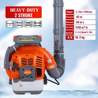Soplador de Mochila Inalámbrico de Gasolina de Alta Potencia EB-9530 de 85cc, Motor sin Escobillas de Grado Industrial, Certificado CE, Motor de 2 Tiempos, 110m/s