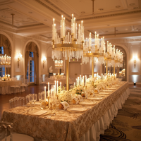 Chandelier en fil métallique à neuf têtes pour célébrations de mariage, hauteur 93 cm, largeur 50 cm, pour décorations de table de salle de mariage, banquet, hôtel
