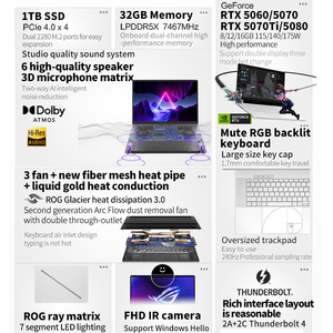 แล็ปท็อปธุรกิจพกพา Zephyrus G16 Ryzen AI7 HX350 รุ่นใหม่ Rtx5060 หน้าจอ 16 นิ้ว โน้ตบุ๊กเกมมิ่งคอมพิวเตอร์ R - Product Image 3
