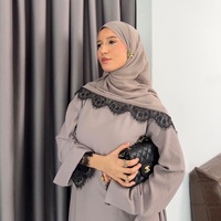 Nouvelle Abaya élégante en dentelle de Dubaï 2026, ensemble 2 pièces, vêtements islamiques, robe modeste pour femmes musulmanes en Nida, hijab assorti, été printemps
