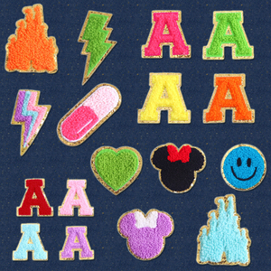 En stock broderie 3D chenille paillettes lettre appliquée technique fer sur patch designer pour vêtements - Product Image 1