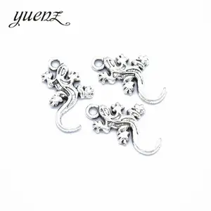 YuenZ Lizard Charms Antique Silver color Metal Charm Pendant For Bracelets Necklace Jewelry Making 22*12mm D9254