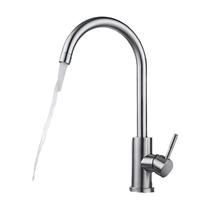 Robinet d'évier de cuisine eau chaude/froide, design haut arc, minimalisme moderne, finition brossée, commande relevable, céramique